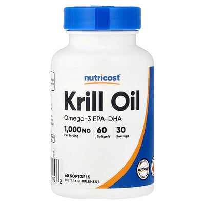 Nutricost, Krillolja, 60 Softgels (500 mg per Softgel)