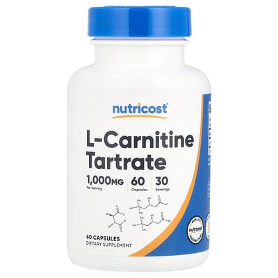 Nutricost, L-karnitin tartrat, 60 kapslar (500 mg per kapsel)