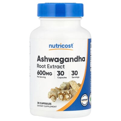 Nutricost, Ashwagandha-rotextrakt, 600 mg, 30 kapslar