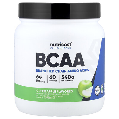 Nutricost, Performance, BCAA, Grönt äpple, 540 g