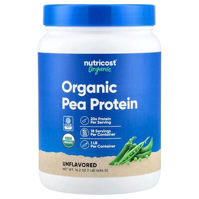 Nutricost, Ekologiskt ärtprotein, osmaksatt, 454 g