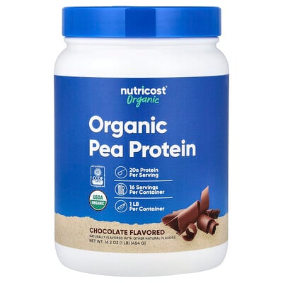 Nutricost, Ekologiskt ärtprotein, choklad, 454 g (1 lb)