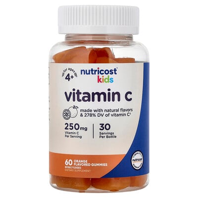 Nutricost, Barn, C-vitamingodisar, Från 4 år, Apelsin, 60 godisar