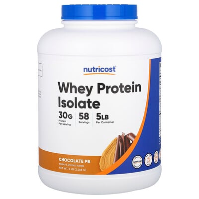 Nutricost, Vassleproteinisolat, choklad-PB, 5 lb (2 268 g)