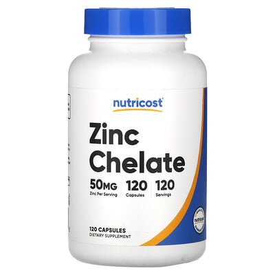 Nutricost, Zinkkelat, 50 mg, 120 Kapslar