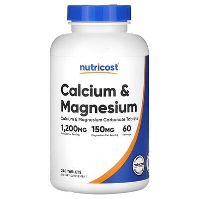 Nutricost, Kalcium och Magnesium, 240 Tabletter