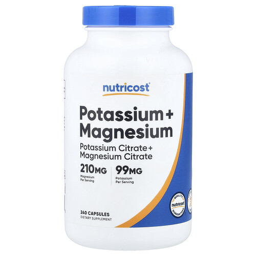 Nutricost, Kalium + magnesium, 240 kapslar
