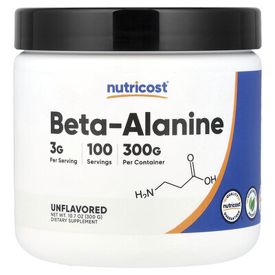 Nutricost, Beta-alanin, utan smaksättning, 10,7 oz (300 g)