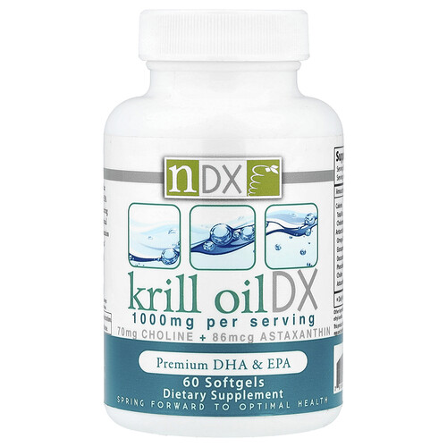 Natural Dynamix (NDX), Krillolja DX, premium DHA och EPA, 60 mjukgelkapslar Natural Dynamix (NDX), Krillolja DX, premium DHA och EPA, 60 mjukgelkapslar