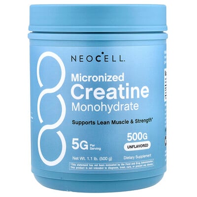 NeoCell, Micronized Creatine Monohydrate, Unflavored, 1.1 lb (500 g)