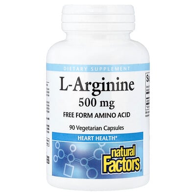Natural Factors, L-arginin, 500 mg, 90 Vegetariska kapslar