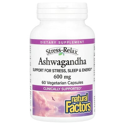 Natural Factors, Stress-Relax®, Ashwagandha, 600 mg, 60 vegetariska kapslar