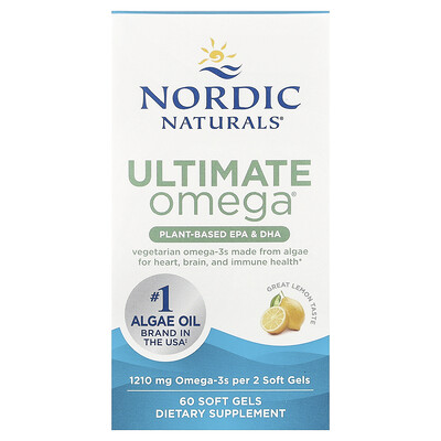 Nordic Naturals, Ultimate Omega®, växtbaserad EPA och DHA, citron, 60 mjuka kapslar (605 mg per kapsel)