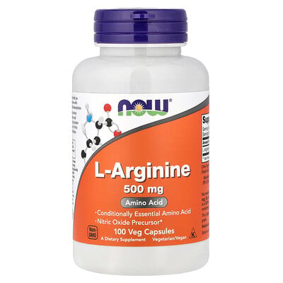 NOW Foods, L-arginin, 500 mg, 100 Vegetariska kapslar