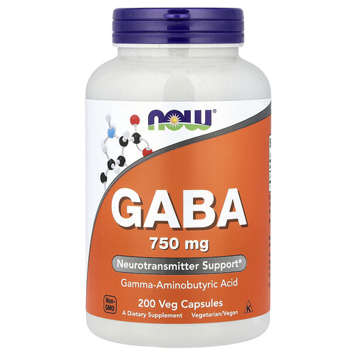 NOW Foods, GABA, 750 mg, 200 vegetabiliska kapslar NOW Foods, GABA, 750 mg, 200 vegetabiliska kapslar