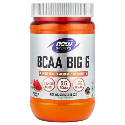 NOW Foods, Sport, BCAA Big 6, Vattenmelon, 21.16 oz (600 g)