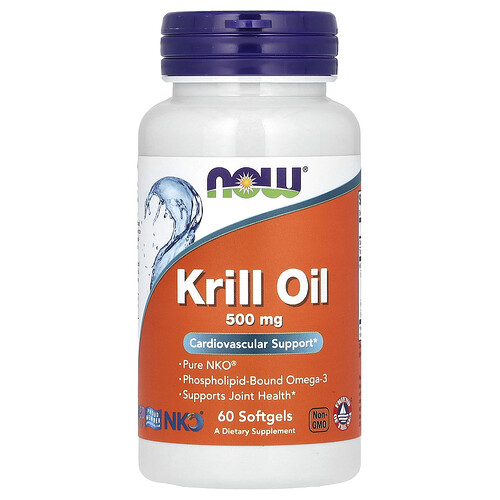 NOW Foods, Krillolja, 500 mg, 60 mjukgelkapslar NOW Foods, Krillolja, 500 mg, 60 mjukgelkapslar