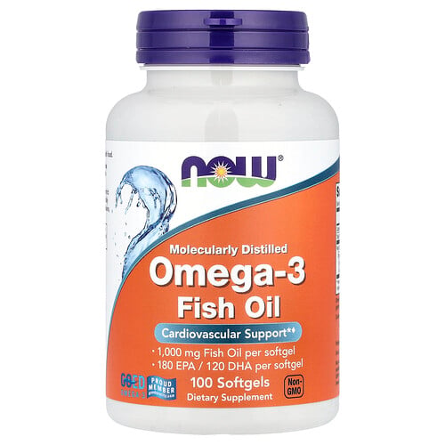 NOW Foods, Omega-3 fiskolja, 100 mjukgeler
