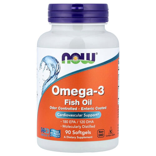 NOW Foods, Omega-3 fiskolja, 90 mjukgeler