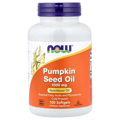 NOW Foods, Pumpafröolja, 100 mjukgelkapslar (1 000 mg per mjukgel)