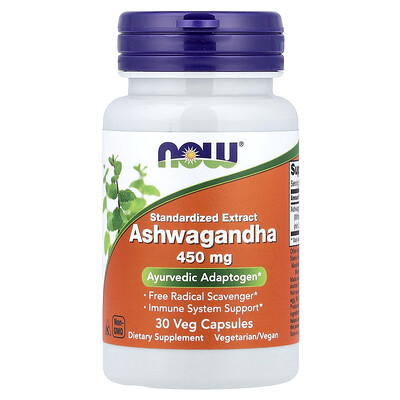 NOW Foods, Ashwagandha, 450 mg, 30 vegetabiliska kapslar