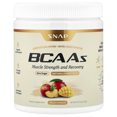 Snap Supplements, BCAA, persika mango, 9.77 oz (277 g)