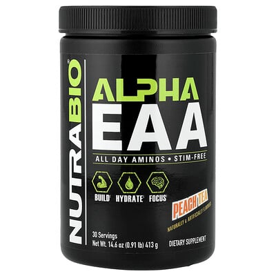 NutraBio, Alpha EAA, persikote, 413 g (0,91 pund)