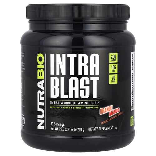 NutraBio, Intra Blast, Intra Workout Amino Fuel, Apelsin Mango, 718 g NutraBio, Intra Blast, Intra Workout Amino Fuel, Apelsin Mango, 718 g