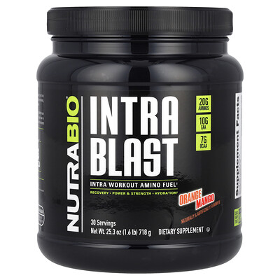 NutraBio, Intra Blast, Intra Workout Amino Fuel, Apelsin Mango, 718 g