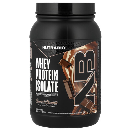 NutraBio, Vassleproteinisolat, gourmetchoklad, 907 g NutraBio, Vassleproteinisolat, gourmetchoklad, 907 g