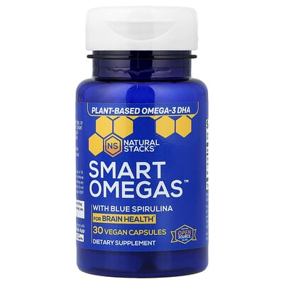 Natural Stacks, Smart Omegas™ med blå spirulina, 30 veganska kapslar