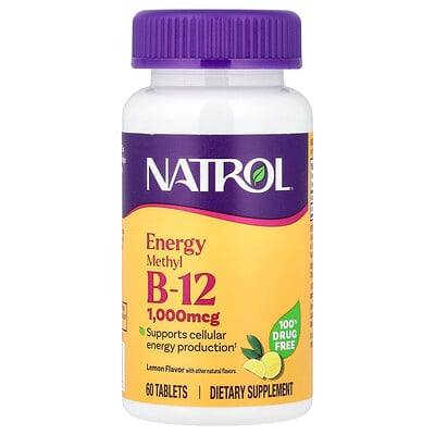 Natrol, Metyl B12, citron, 1 000 mcg, 60 tabletter