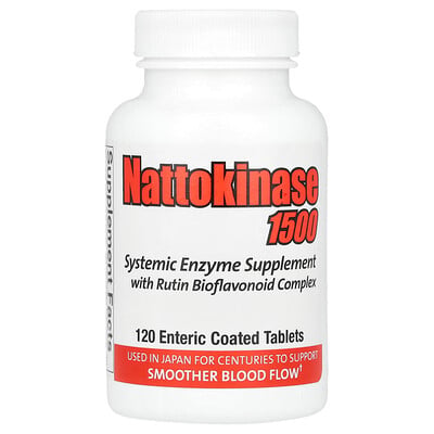 Naturally Vitamins, Nattokinase 1500, systemiskt enzymtillskott, 120 enterodragerade tabletter
