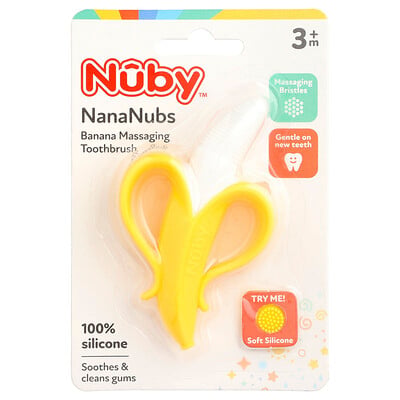 Nuby, NanaNubs, bananmassagetandborste, 3+ månader, 1 borste