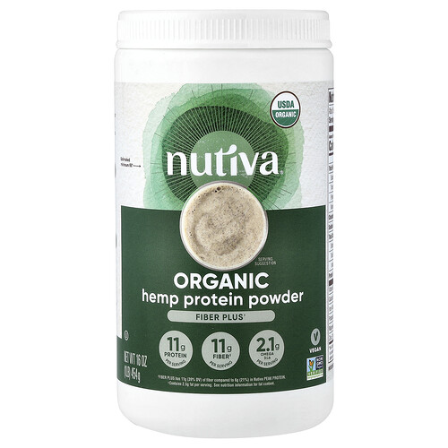 Nutiva, Ekologiskt hampaproteinpulver, Fiber Plus, 454 g Nutiva, Ekologiskt hampaproteinpulver, Fiber Plus, 454 g