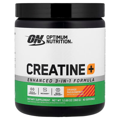 Optimum Nutrition, Kreatin+, Apelsinpassionsfrukt, 360 g