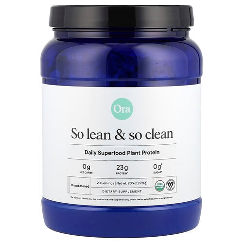 Ora, So Lean & So Clean, dagligt superfood växtprotein, osötat, 20.9 oz (594 g)