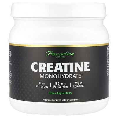 Paradise Herbs, Kreatinmonohydrat, grönt äpple, 522 g