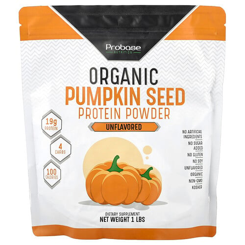 Probase Nutrition, Ekologiskt pumpafrönproteinpulver, osmaksatt, 450 g Probase Nutrition, Ekologiskt pumpafrönproteinpulver, osmaksatt, 450 g