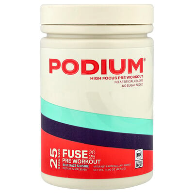 Podium Nutrition, Fuse 2025 Pre Workout, Blue Razz Slushie, 422,5 g