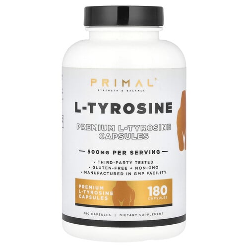 PrePrimal, L-tyrosin, 500 mg, 180 kapslar PrePrimal, L-tyrosin, 500 mg, 180 kapslar