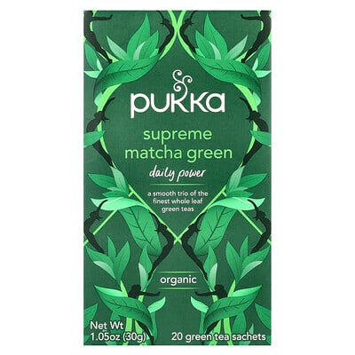 Pukka Herbs, Ekologiskt grönt te, Supreme Matcha Green, 20 påsar, 1.05 oz (30 g)