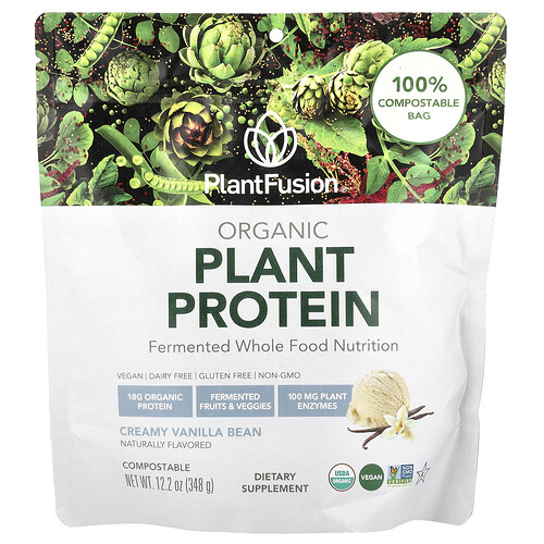 PlantFusion, Ekologiskt växtprotein, krämig vaniljstång, 348 g PlantFusion, Ekologiskt växtprotein, krämig vaniljstång, 348 g