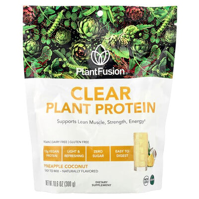 PlantFusion, Klart växtprotein, ananas-kokos, 300 g