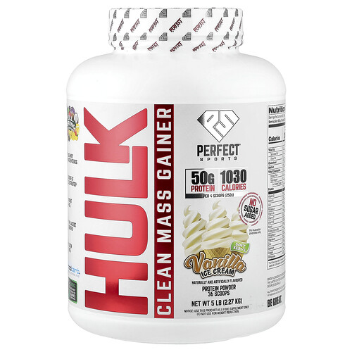 PERFECT Sports, Hulk Clean Mass Gainer, vaniljglass, 2,27 kg