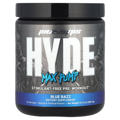 ProSupps, Hyde®, Max Pump, Pre-Workout, Blue Razz, 286,9 g ProSupps, Hyde®, Max Pump, Pre-Workout, Blue Razz, 286,9 g