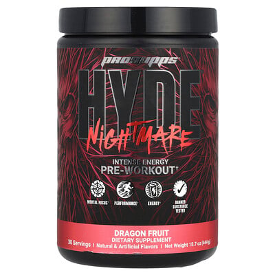 ProSupps, HYDE® Nightmare, Intensiv energipre-workout, drakfrukt, 444 g