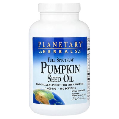 Planetary Herbals, Full Spectrum™ Pumpafröolja, 1 000 mg, 180 mjukgeler