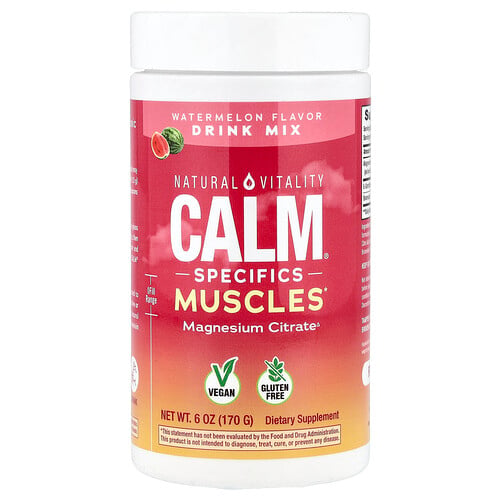 Natural Vitality, CALM®, Specifics Muscles, Magnesiumcitrat-dryckesmix, Vattenmelon, 170 g