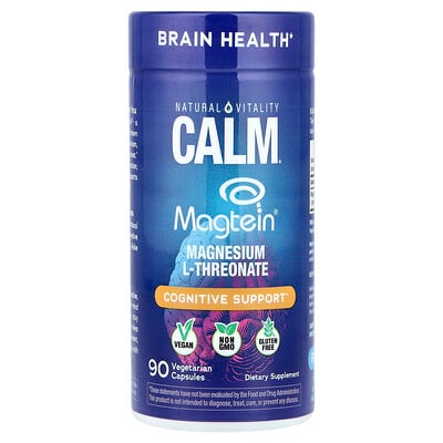 Natural Vitality, Calm®, Magtein®, Magnesium L-treonat, 90 vegetariska kapslar